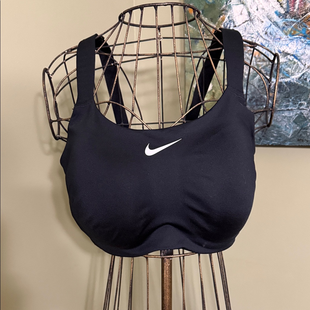 Wired Nike Women's Black Sports Bra With White Logo